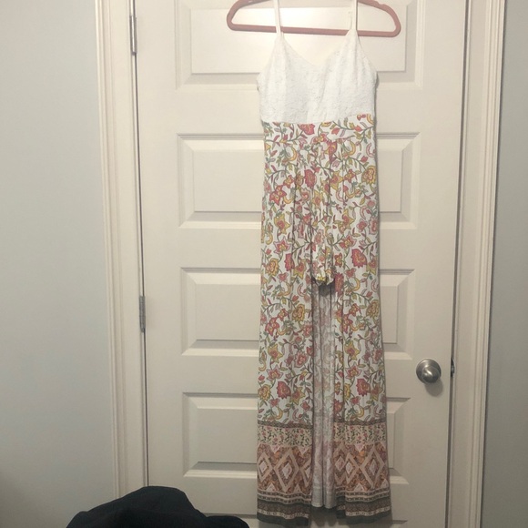 Vibrant Floral Patterned Jumpsuit Dress - Picture 1 of 4